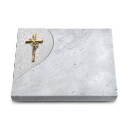 Grabtafel Omega Marmor Folio Kreuz/Ähren (Bronze)