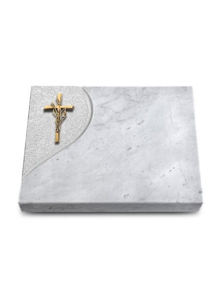 Grabtafel Omega Marmor Folio Kreuz/Ähren (Bronze)