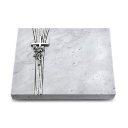 Grabtafel Omega Marmor Strikt Kreuz/Rose (Alu)