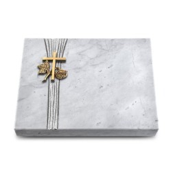 Grabtafel Omega Marmor Strikt Kreuz 1 (Bronze)