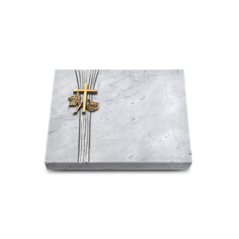 Grabtafel Omega Marmor Strikt Kreuz 1 (Bronze)