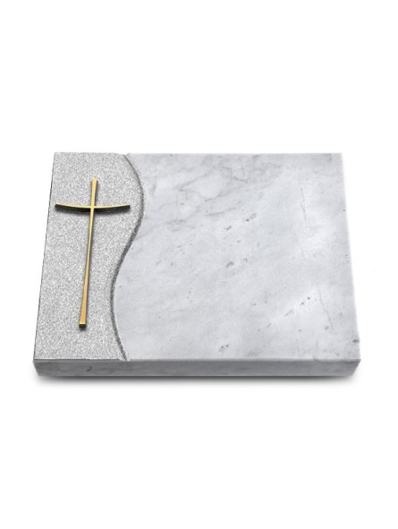 Grabtafel Omega Marmor Wave Kreuz 2 (Bronze)