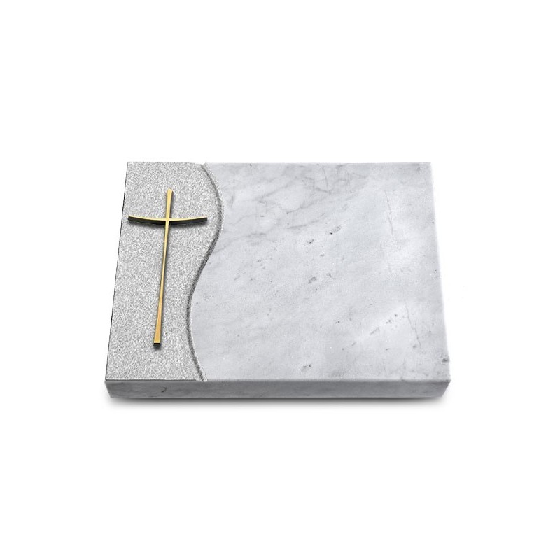 Grabtafel Omega Marmor Wave Kreuz 2 (Bronze)