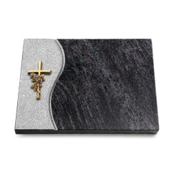 Grabtafel Orion Wave Kreuz/Rose (Bronze)