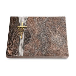 Grabtafel Paradiso Strikt Kreuz/Rose (Bronze)