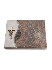 Grabtafel Paradiso Wave Kreuz/Rose (Bronze)