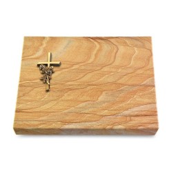 Grabtafel Rainbow Pure Kreuz/Rose (Bronze)