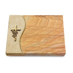Grabtafel Rainbow Wave Kreuz/Rose (Bronze)