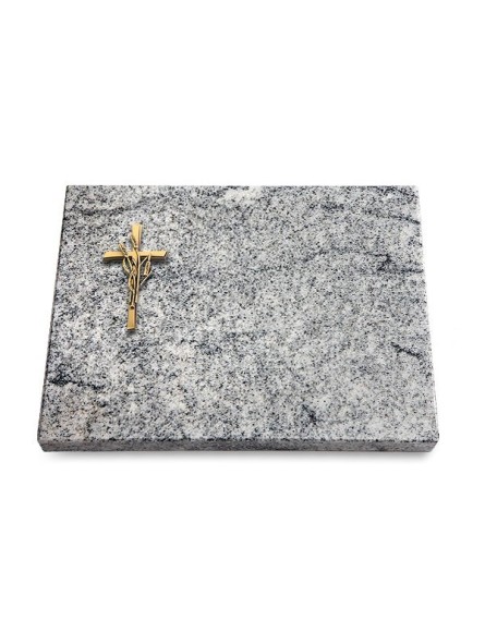 Grabtafel Viskont White Pure Kreuz/Ähren (Bronze)