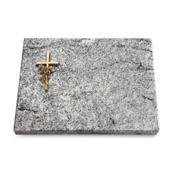 Grabtafel Viskont White Pure Kreuz/Rose (Bronze)
