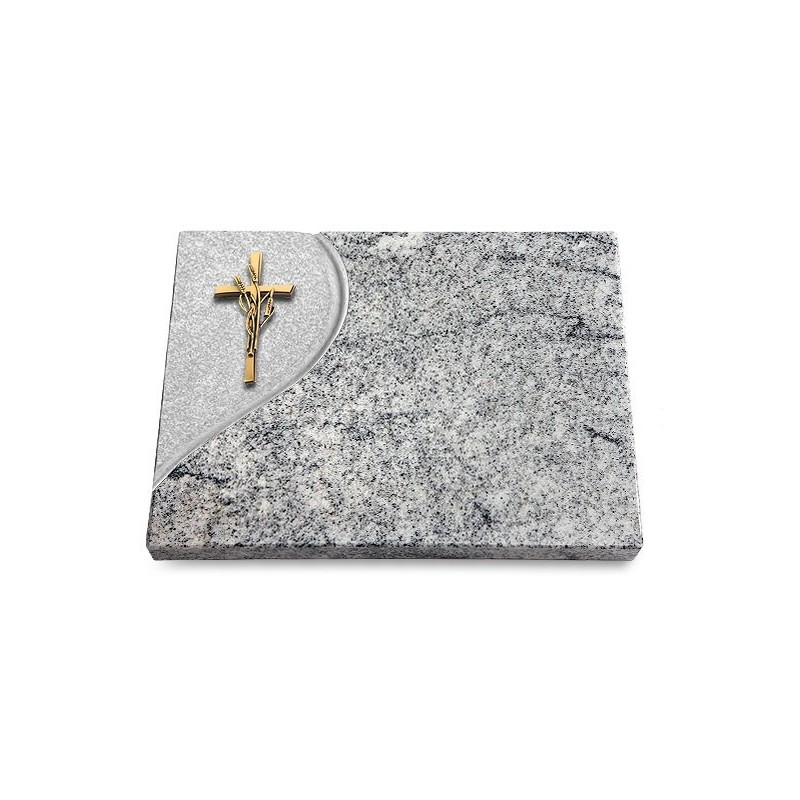 Grabtafel Viskont White Folio Kreuz/Ähren (Bronze)