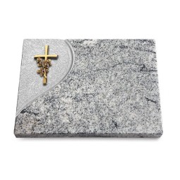 Grabtafel Viskont White Folio Kreuz/Rose (Bronze)
