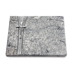 Grabtafel Viskont White Strikt Kreuz/Ähren (Alu)