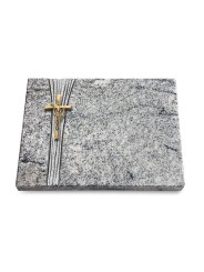 Grabtafel Viskont White Strikt Kreuz/Ähren (Bronze)