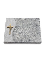 Grabtafel Viskont White Wave Kreuz/Ähren (Bronze)