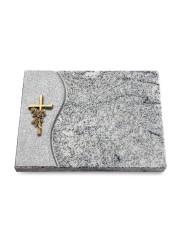 Grabtafel Viskont White Wave Kreuz/Rose (Bronze)