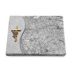 Grabtafel Viskont White Wave Kreuz/Rose (Bronze)