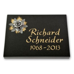 Grabtafel - Motiv Rose auf Gold