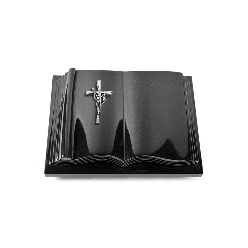 Grabbuch Antique/Indisch Black Kreuz/Ähren (Alu) 50x40