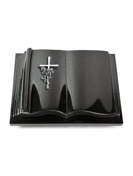 Grabbuch Antique/Indisch Black Kreuz/Rose (Alu) 50x40
