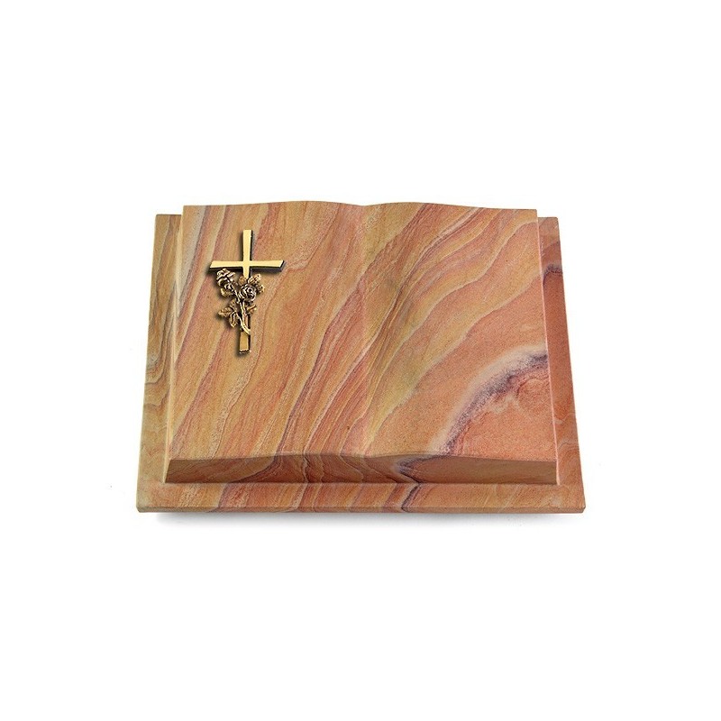 Grabbuch Livre Podest/Rainbow Kreuz/Rose (Bronze)