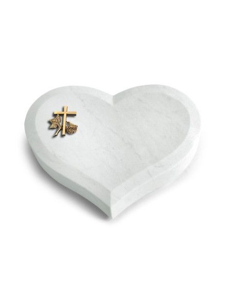 Grabkissen Coeur/Omega Marmor Kreuz 1 (Bronze)