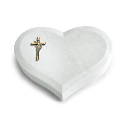 Grabkissen Coeur/Omega Marmor Kreuz/Ähren (Bronze)