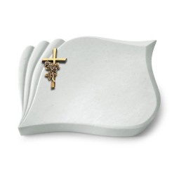 Grabkissen Eterna/Omega Marmor Kreuz/Rose (Bronze)