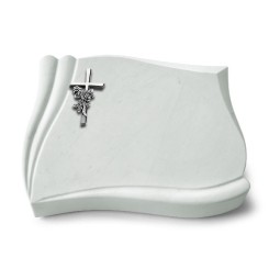 Grabkissen Memory/Omega Marmor Kreuz/Rose (Alu)