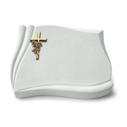 Grabkissen Memory/Omega Marmor Kreuz/Rose (Bronze)