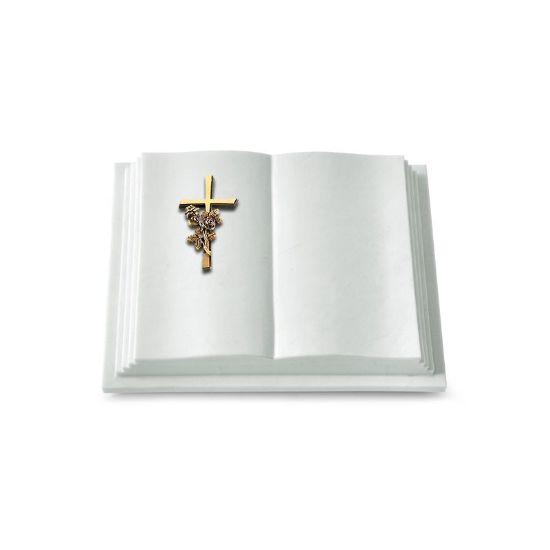 Grabbuch Livre Pagina/Omega Marmor Kreuz/Rosen (Bronze)