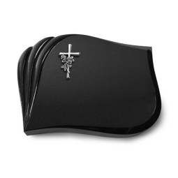 Grabkissen Eterna/Indisch Black Kreuz/Rose (Alu) 50x40