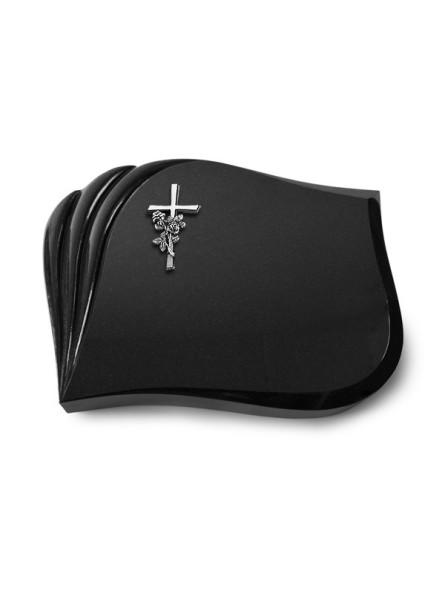 Grabkissen Eterna/Indisch Black Kreuz/Rose (Alu) 50x40