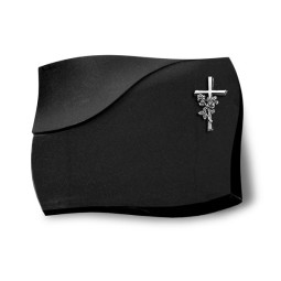 Grabkissen Firenze/Indisch Black Kreuz/Rose (Alu) 50x40