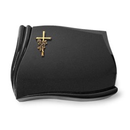 Grabkissen Memory/Indisch Black Kreuz/Rose (Bronze) 50x40