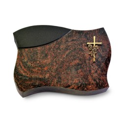 Grabkissen Firenze/Aruba-Black Kreuz/Rose (Bronze)