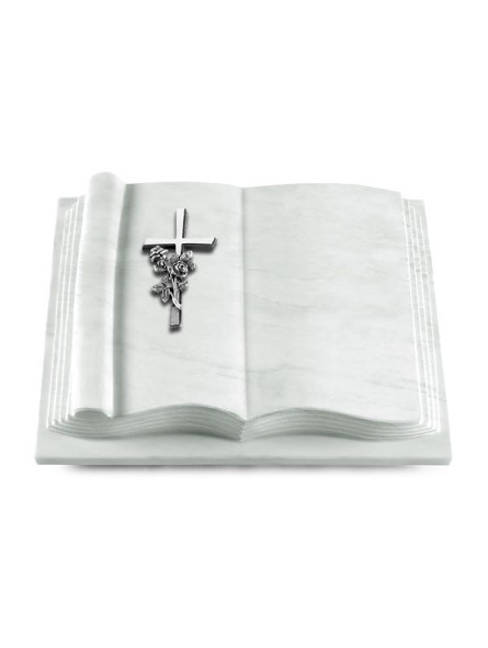 Grabbuch Antique/Omega Marmor Kreuz/Rose (Alu)