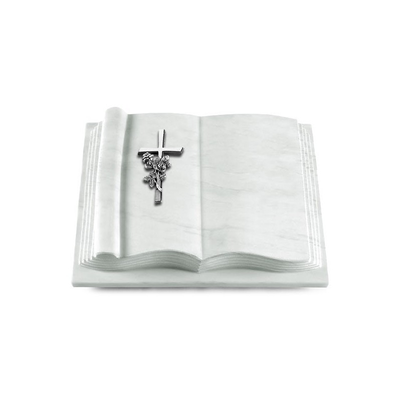 Grabbuch Antique/Omega Marmor Kreuz/Rose (Alu)