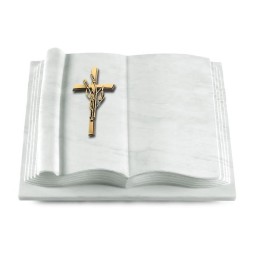 Grabbuch Antique/Omega Marmor Kreuz/Ähren (Bronze)