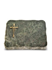 Grabplatte Tropical Green Pure Kreuz/Ähren (Bronze)