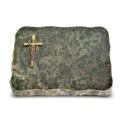 Grabplatte Tropical Green Pure Kreuz/Ähren (Bronze)