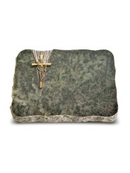 Grabplatte Tropical Green Delta Kreuz/Ähren (Bronze)