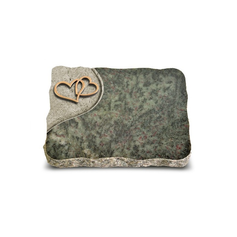 Grabplatte Tropical Green Folio Herzen (Bronze)