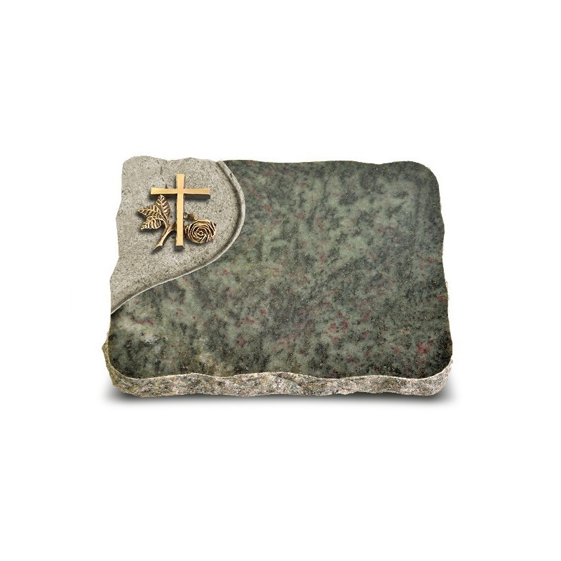Grabplatte Tropical Green Folio Kreuz 1 (Bronze)