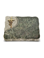 Grabplatte Tropical Green Folio Kreuz/Rose (Bronze)