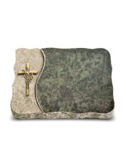 Grabplatte Tropical Green Wave Kreuz/Ähren (Bronze)