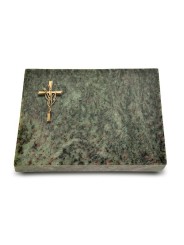 Grabtafel Tropical Green Pure Kreuz/Ähren (Bronze)