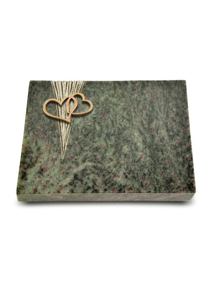 Grabtafel Tropical Green Delta Herzen (Bronze)