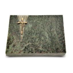 Grabtafel Tropical Green Delta Kreuz/Ähren (Bronze)