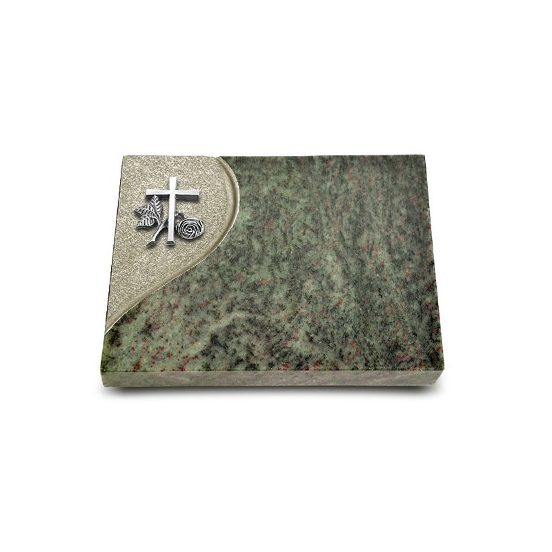 Grabtafel Tropical Green Folio Kreuz 1 (Alu)